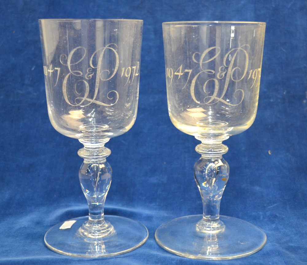 A pair of Whitefriars goblets commemorat - Image 3 of 5