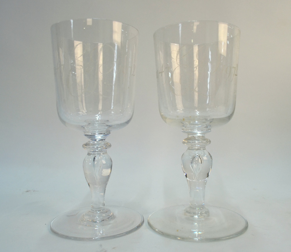 A pair of Whitefriars goblets commemorat - Image 2 of 5