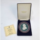 Wedgwood jasper ware plaque commemorating Josiah Wedgwood FRS 1730-1795, limited edition 390/500,