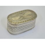 A George III silver nutmeg grater of oblong form with engraved decoration,