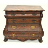 An 18th century Dutch floral mahogany bombe commode,