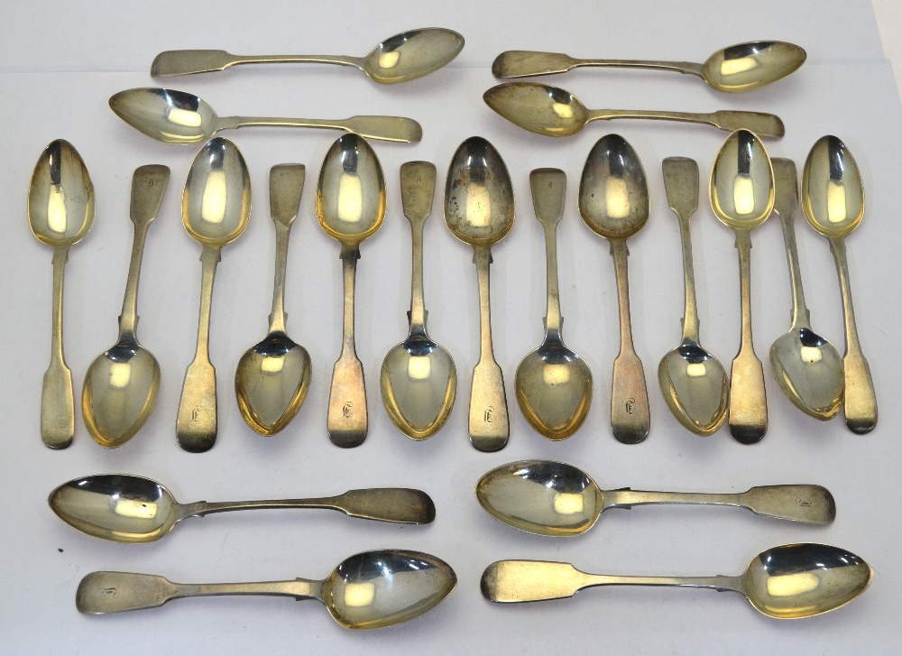 Nine early Victorian silver fiddle pattern teaspoons, Andrew Davidson, Edinburgh 1840,
