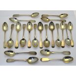 Nine early Victorian silver fiddle pattern teaspoons, Andrew Davidson, Edinburgh 1840,