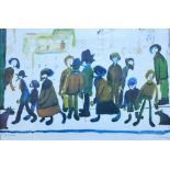 ** Laurence Stephen Lowry (1887-1976) - 'People Standing About', print,