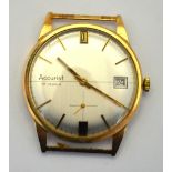 A gentleman's Accurist 9ct gold wristwatch with 17 jewel movement,