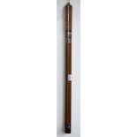An antique walnut stick barometer, the engraved thermometer scale signed 'West, Coventry Street,