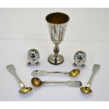 A silver Kiddush cup with wriggle-work decoration, Joseph Sweig (or Seving), Chester 1915,