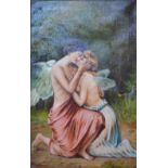 Meyer -'Eros and Psyche', oil on canvas, signed lower left, 64 x 40 cm,