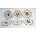 A set of Six Herend plates each one decorated with floral,