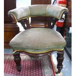 A Regency mahogany chair, the moulded and overstuffed hoop back over an overstuffed serpentine seat,