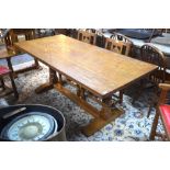 Wilf 'Squirrel Man' Hutchinson, an adazed oak refectory dining table,