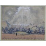 Kenneth Stone - 'Sunshine and cloud over the Bredon', watercolour, signed and dated 1937,