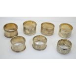 Seven various Victorian and later silver napkin rings, 5.