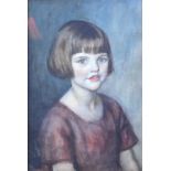 K Hilyer - Portrait of a young girl, watercolour, signed lower left, 49.