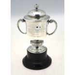 A small silver two-handled trophy-cup and cover, 'Highland Brigade Cup....