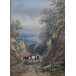 H Earp (1831-1914) - A pair of country views - cart laden with logs and shepherd and his flock,