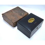 A 19th century black Morocco-bound dispatch box with gilt brass flush handle,