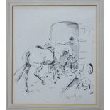 Michael Lyne - Horse entering horse-box, print, pencil signed to lower right margin,