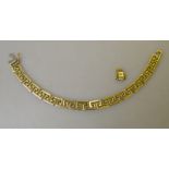 A 9ct yellow gold key pattern linked bracelet approx 12g Condition Report One link