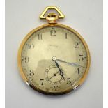 A Mappin Art Deco style 9ct pocket watch of slender profile,