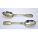 A pair of Victorian silver fiddle pattern table spoons, Robert Williams & Sons, Exeter 1948, 5.