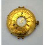 A lady's 18ct half-hunter wristwatch with lever movement (a/f)