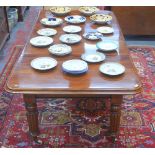 A Victorian mahogany extending dining table, the wind action accepting two insert leaves,