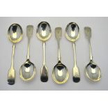 A set of six heavy quality silver fiddle pattern soup spoons, James Dixon & Sons, Sheffield 1932,