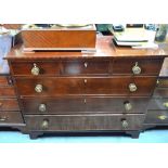 A Victorian mahogany chest of three short over three long graduated drawers