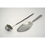 A George III silver fish slice, with engraved and pierced blade, William Plummer, London 1789,