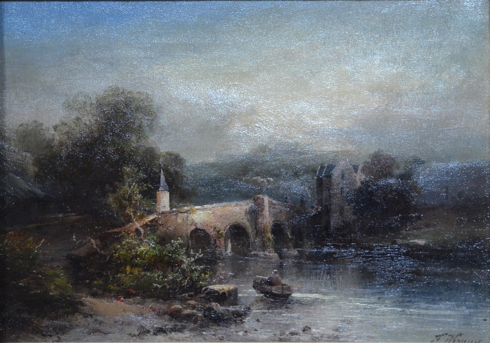 Franz Emil Krause (1836-1900) - Old Bridge in Stirling over River Forth, oil on canvas,