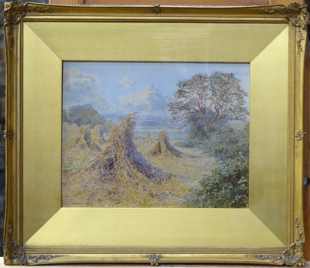 Herbert Collyer (1863-?) - Pair of rural harvest views, both signed and dated 1918, 22. - Image 2 of 9