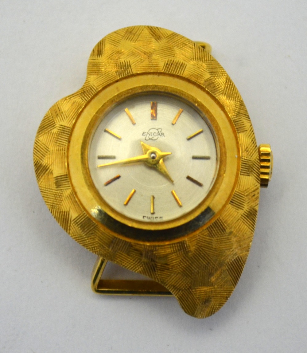 A lady's 18k Ericar wristwatch with textured heart bezel
