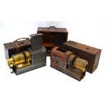 Three various magic lanterns with boxes a/f