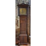 A George III oak longcase clock, the 8-day movement with brass dial having subsidiary seconds,