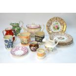 A mixed box of English china mainly 19th century,