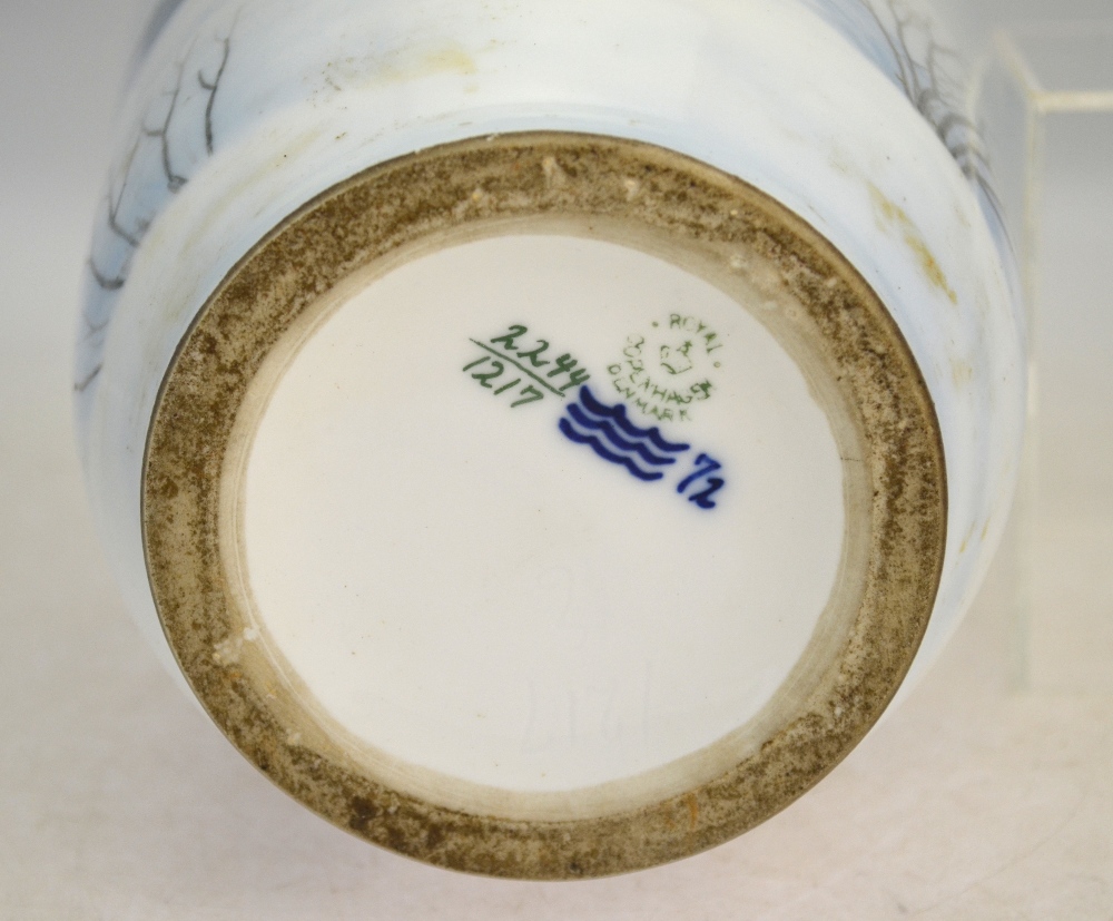 A Royal Copenhagen vase decorated with a house in a wintry landscape, 25. - Image 3 of 3