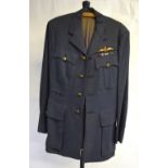Two RAF Flt Lt service tunics by Simpson, Piccadilly to/ a single pair of matching trousers,