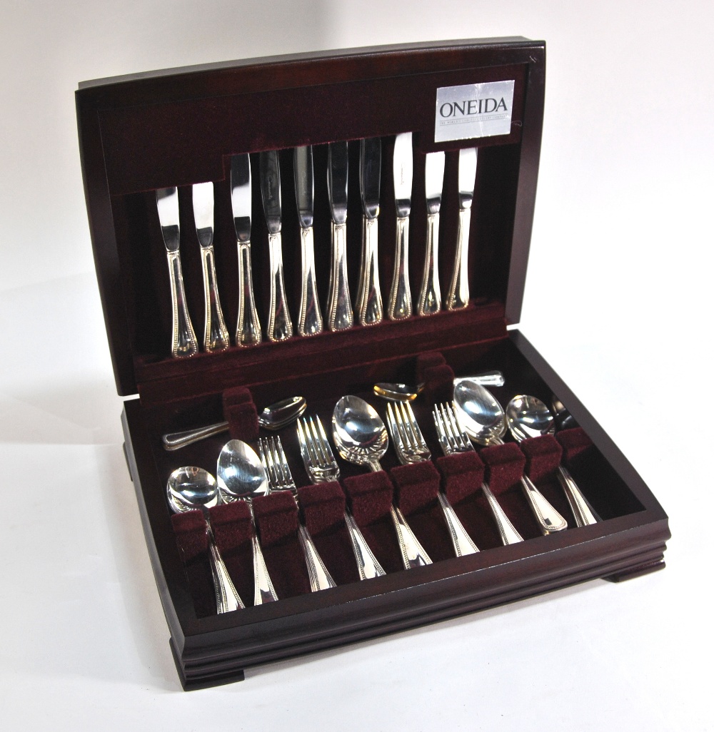 A canteen of EPNS bead-edge flatware and cutlery - little used
