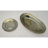 A US Sterling oval dish with moulded rim, 29.