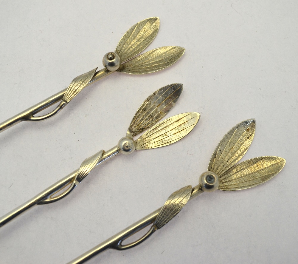 A pair of silver 'Christmas' table spoons, the handles worked mistletoe leaves and berries, - Image 2 of 4