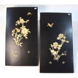 Two kuro-nuri Japanese rectangular panels;