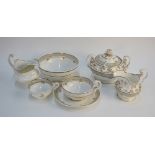 Ridgway grey and gilt teawares, c 1830's, including patterns 2/2076 & 2/324,
