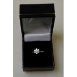 A seven-stone brilliant cut diamond set cluster ring in 9ct white gold setting Condition