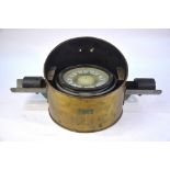 A Swedish Ablyth ship's compass on gimbals in 34 cm diam copper cowling with side brackets,