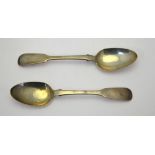 Scottish Provincial silver: two scarce Arbroath assayed fiddle pattern teaspoons, maker AD,