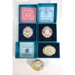 Three boxed Halcyon Days design Bilston & Battersea enamelled boxes - Valentines Day 1978 and 1979,