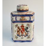 A 19th century Samson porcelain chamfered rectangular tea caddy and cover decorated in the Chinese