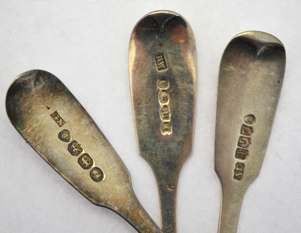 Nine early Victorian silver fiddle pattern teaspoons, Andrew Davidson, Edinburgh 1840, - Image 3 of 3