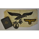 A WWII Third Reich Luftwaffe flak battery breast badge in original box of issue titled 'Flak Kampf